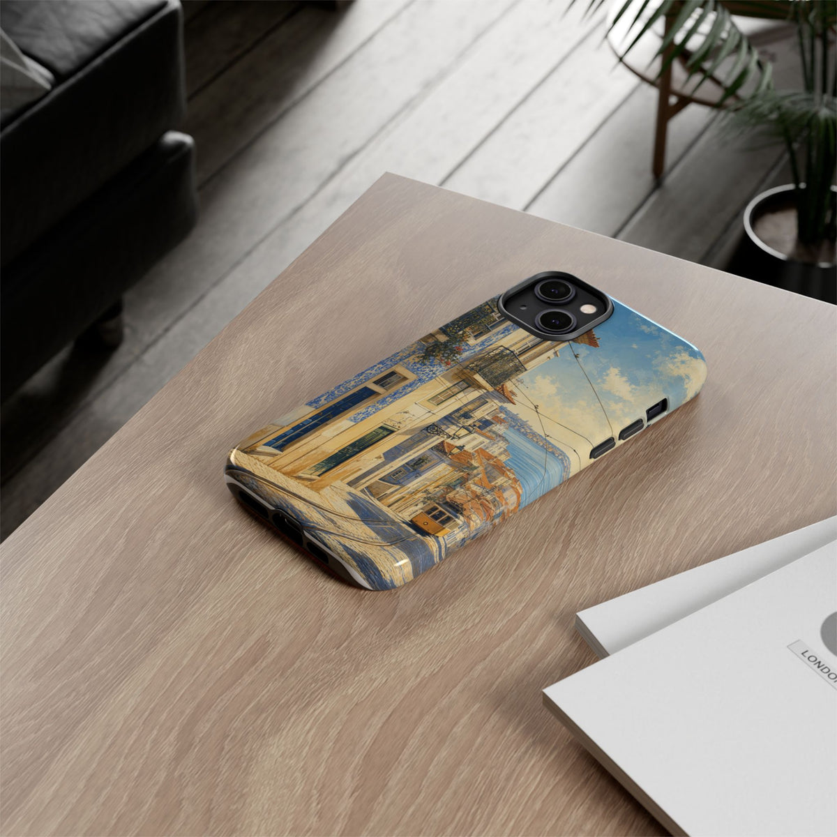 Lisbon Phone Case, Tram Street Travel Art, Tough Protective Case, Matte or Glossy
