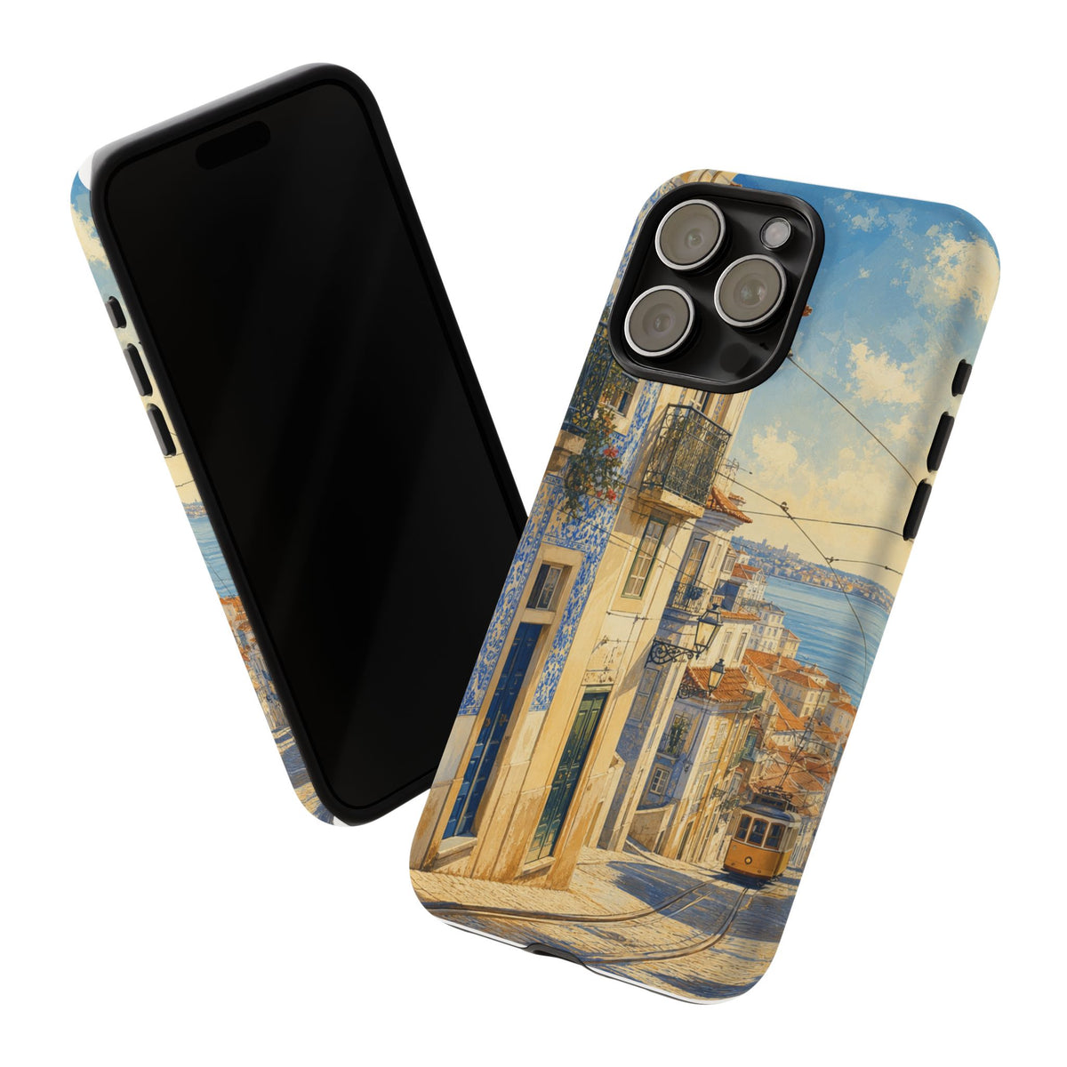 Lisbon Phone Case, Tram Street Travel Art, Tough Protective Case, Matte or Glossy