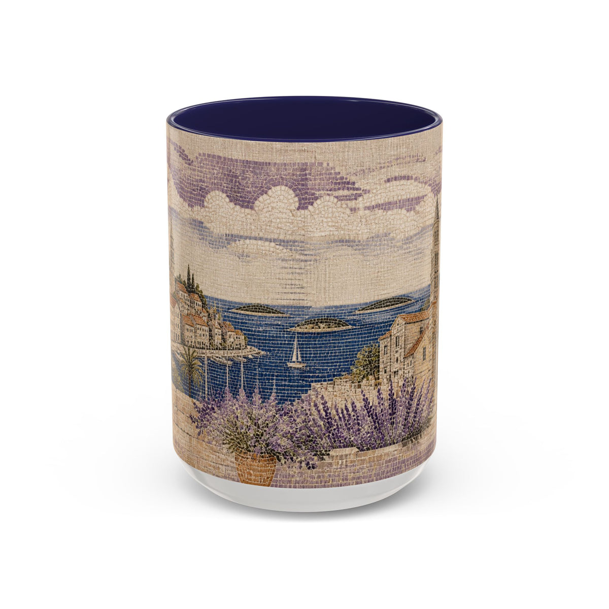 Hvar & Split Accent Coffee Mug, Material-Look Travel Art, 11oz 15oz