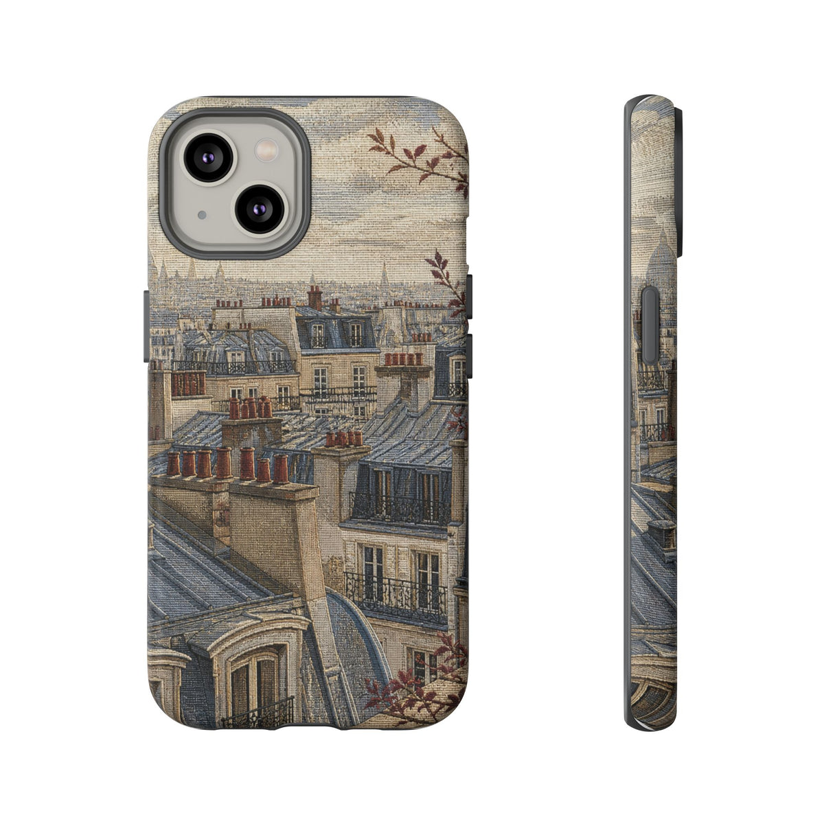 Paris Phone Case, Jacquard-Look Travel Art, Tough Protective Case, Matte or Glossy