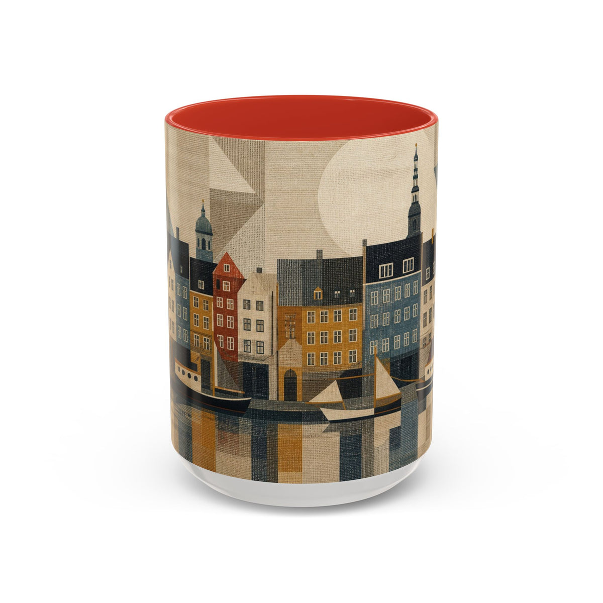 Copenhagen Accent Coffee Mug, Material-Look Travel Art, 11oz 15oz
