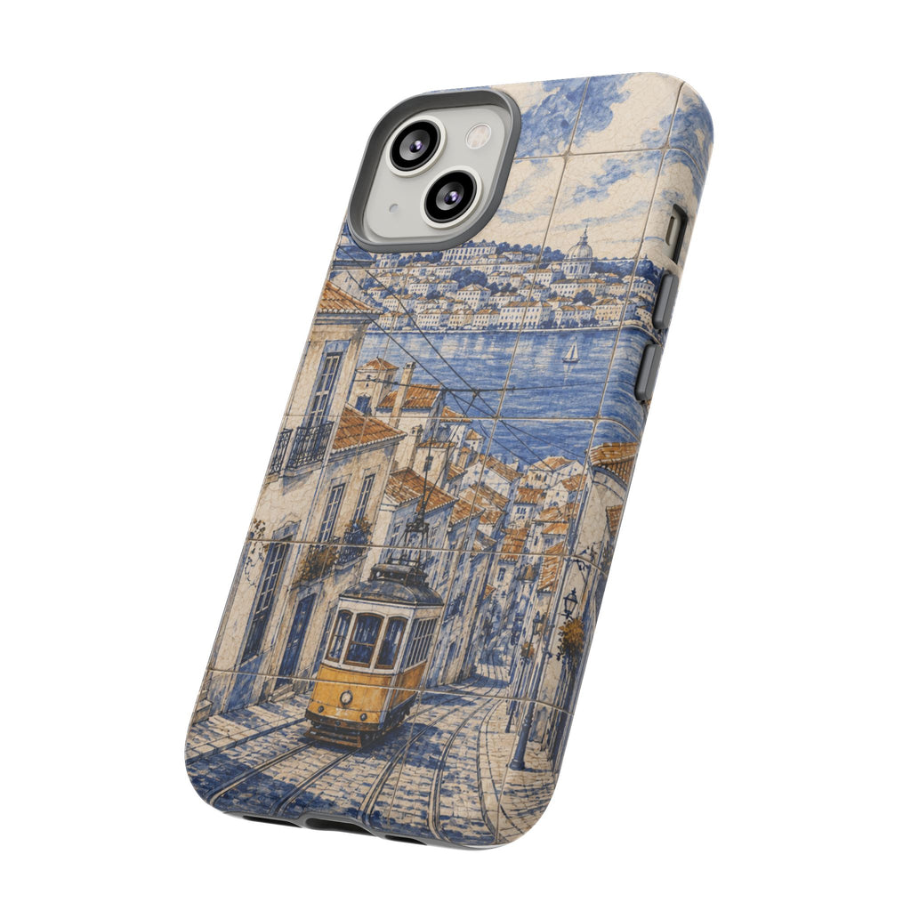 Lisbon Phone Case, Azulejo-Look Travel Art, Tough Protective Case, Matte or Glossy