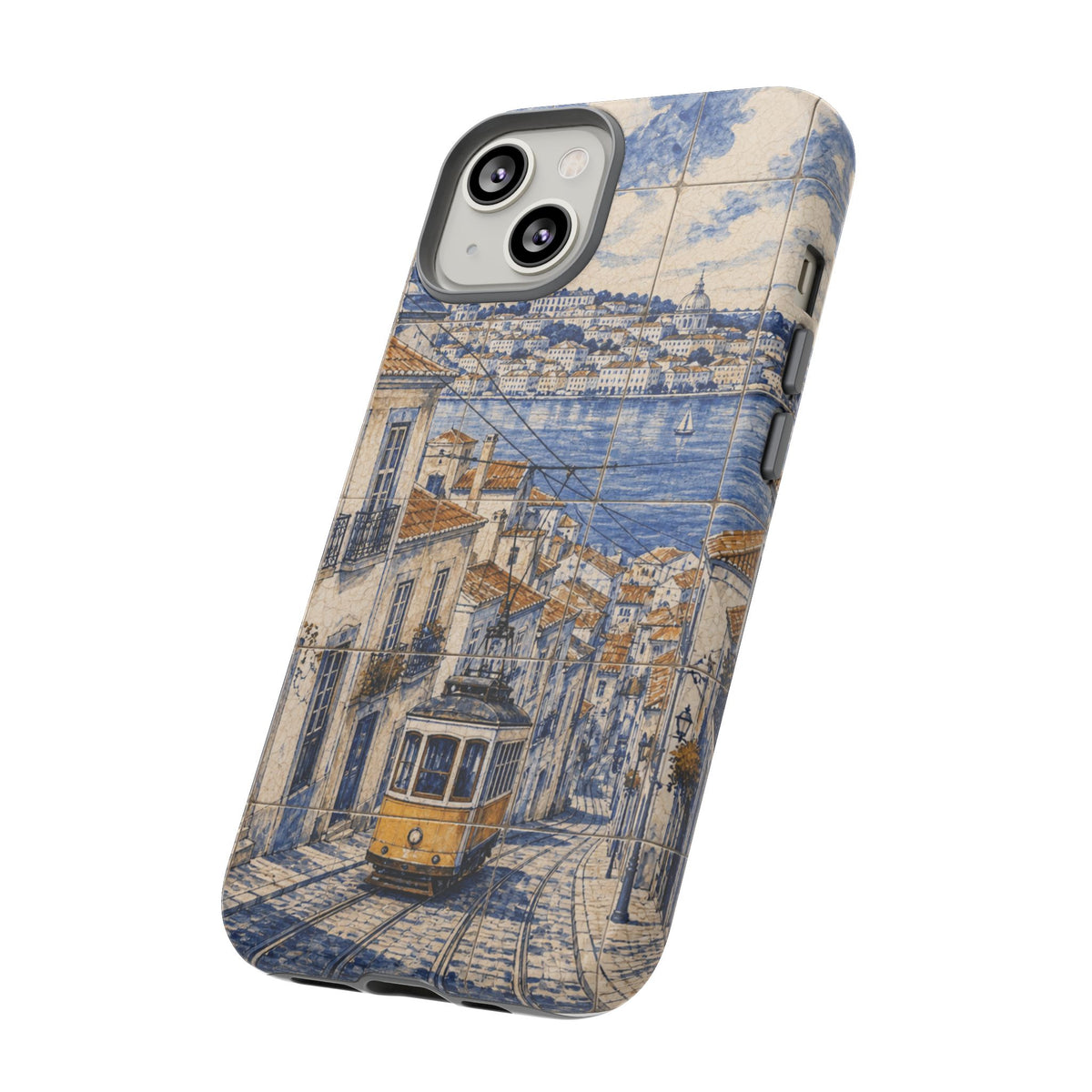 Lisbon Phone Case, Azulejo-Look Travel Art, Tough Protective Case, Matte or Glossy