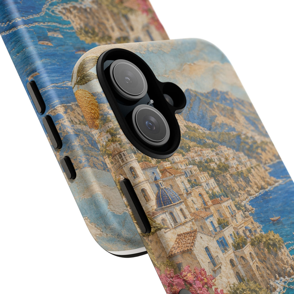 Amalfi Coast Phone Case, Fresco Embroidery-Look Art, Tough Protective Case