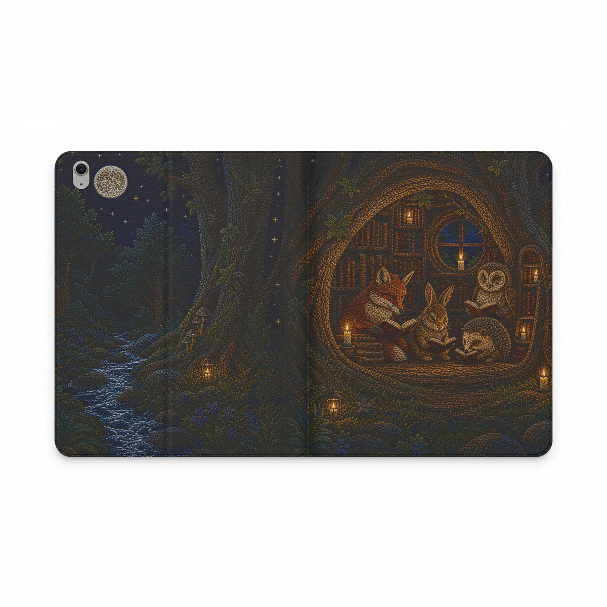 Book Lover iPad Case, Midnight Library Folio, Vegan Leather Tablet Case with Card Pockets, Reading Gift, Teacher Gift