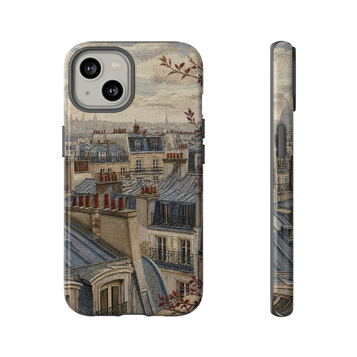Paris Phone Case, Jacquard-Look Travel Art, Tough Protective Case, Matte or Glossy