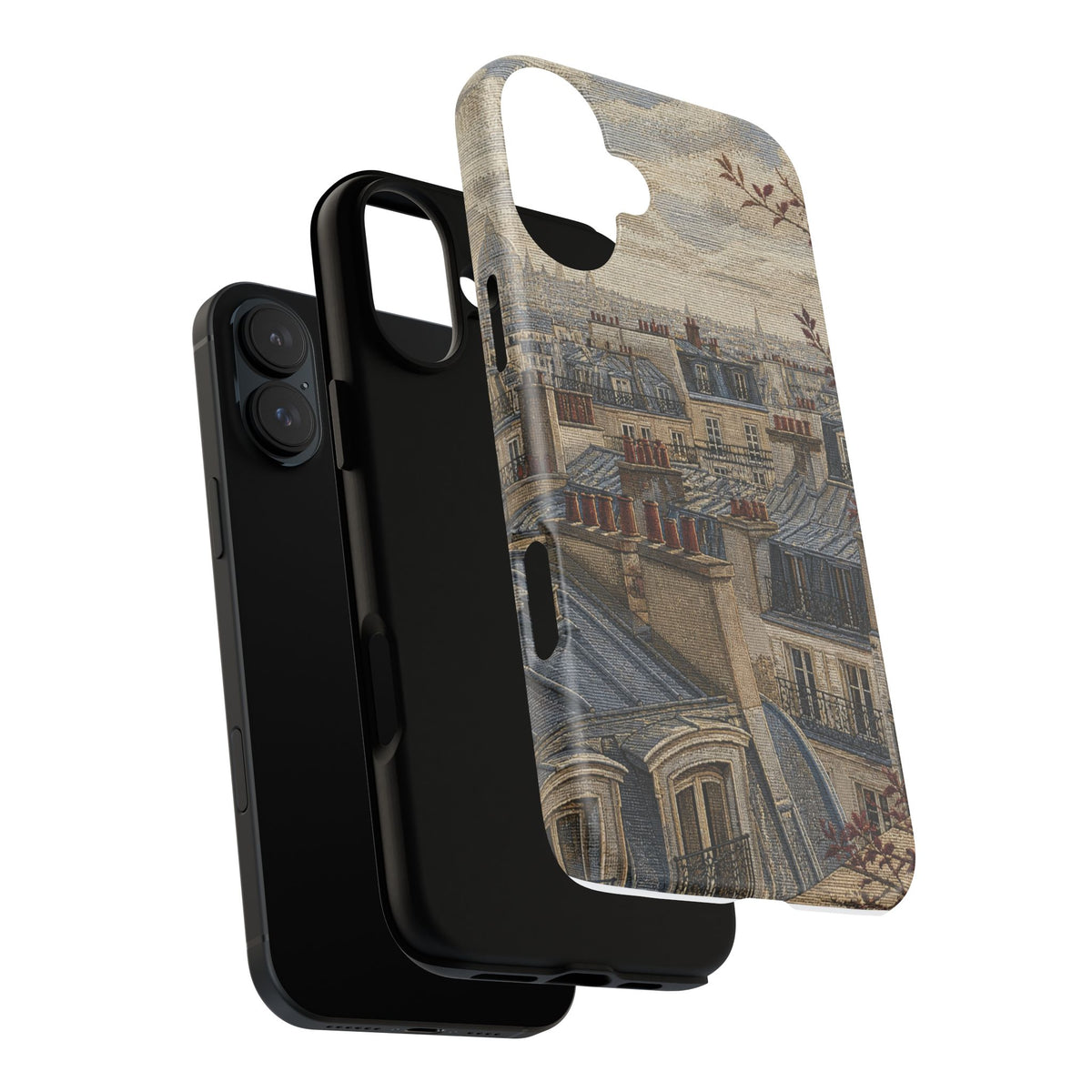 Paris Phone Case, Jacquard-Look Travel Art, Tough Protective Case, Matte or Glossy