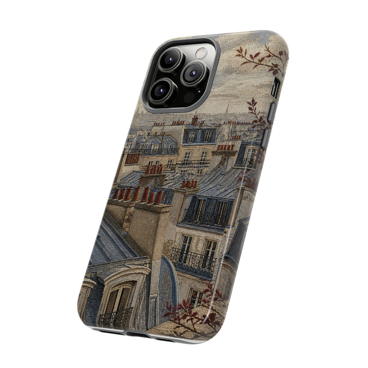 Paris Phone Case, Jacquard-Look Travel Art, Tough Protective Case, Matte or Glossy