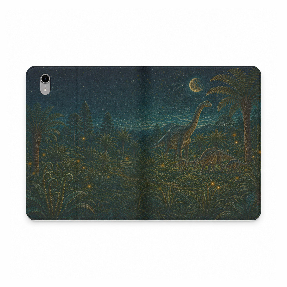 Dinosaur iPad Case, Dinosaur Garden Folio, Vegan Leather Tablet Case with Card Pockets, Dino Gift, Gift for Kids
