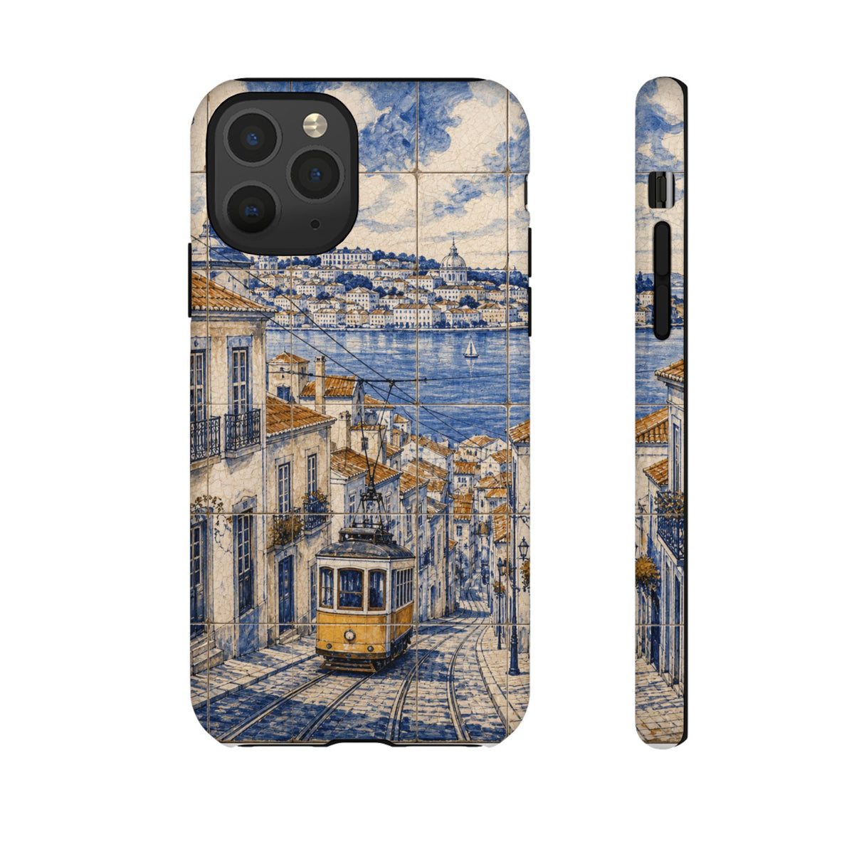 Lisbon Phone Case, Azulejo-Look Travel Art, Tough Protective Case, Matte or Glossy