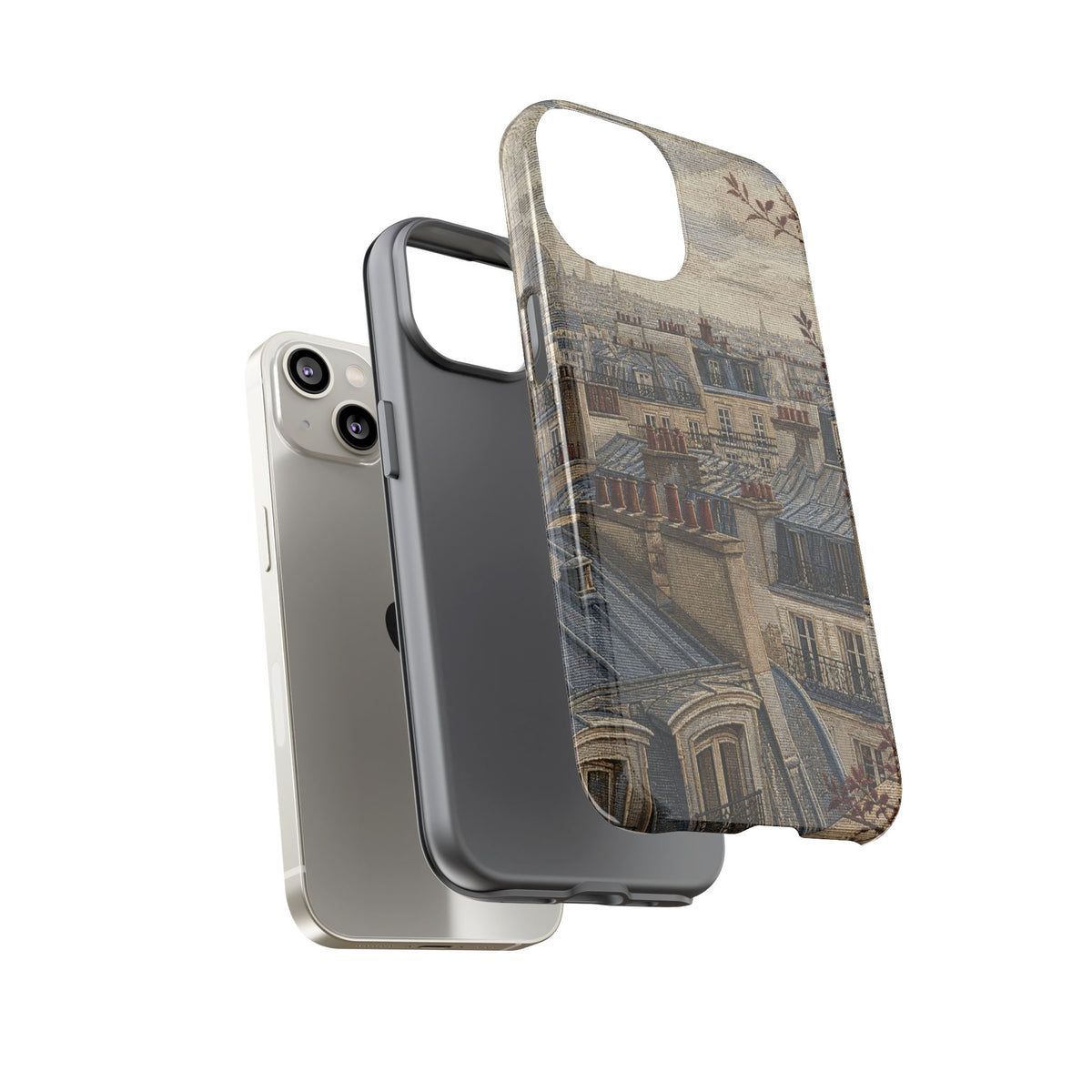 Paris Phone Case, Jacquard-Look Travel Art, Tough Protective Case, Matte or Glossy