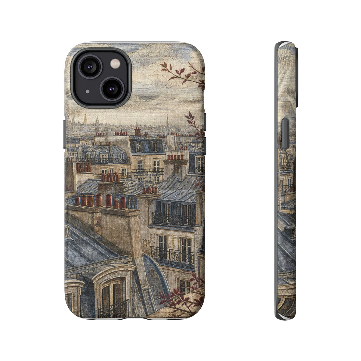 Paris Phone Case, Jacquard-Look Travel Art, Tough Protective Case, Matte or Glossy