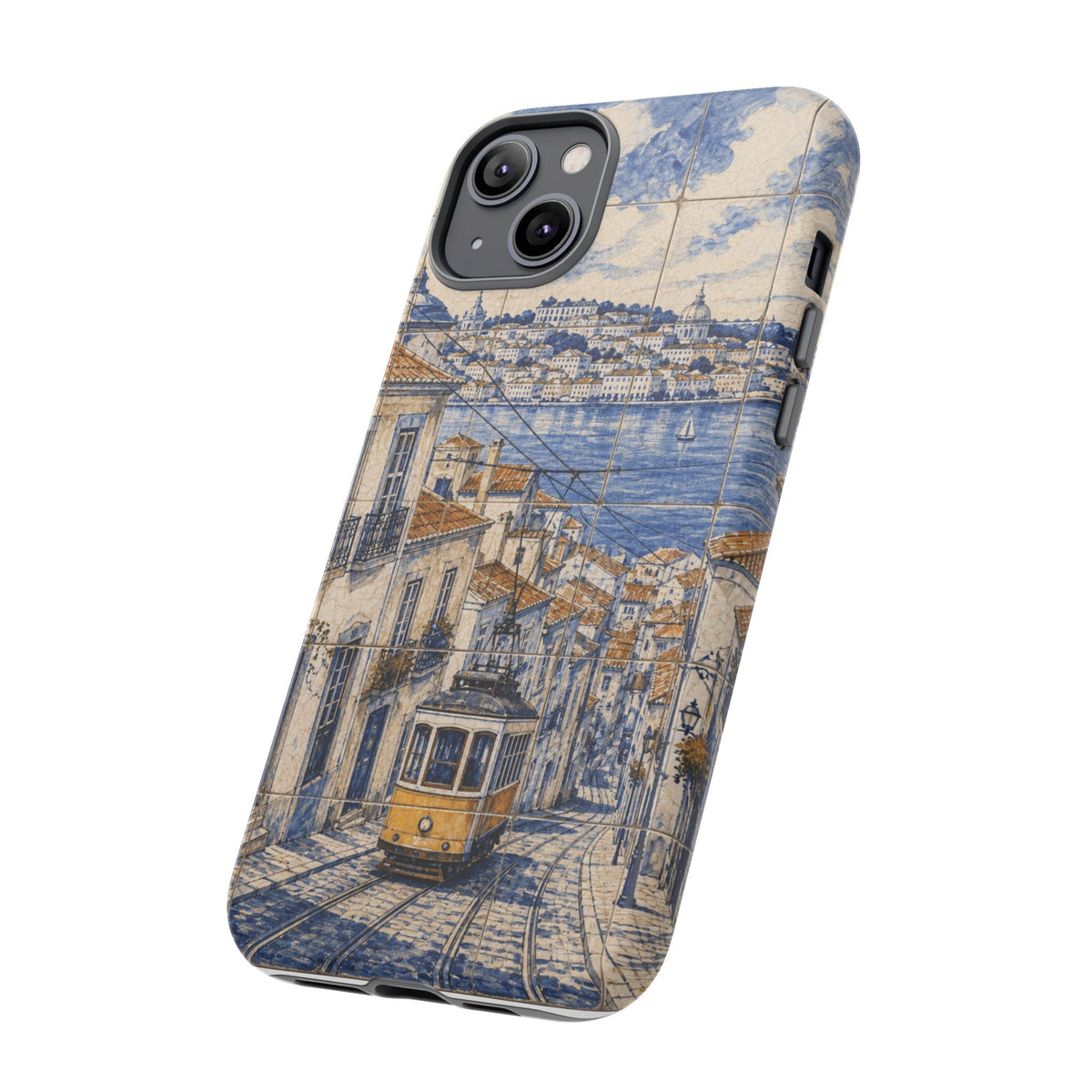 Lisbon Phone Case, Azulejo-Look Travel Art, Tough Protective Case, Matte or Glossy