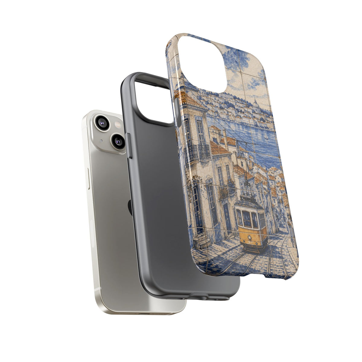 Lisbon Phone Case, Azulejo-Look Travel Art, Tough Protective Case, Matte or Glossy