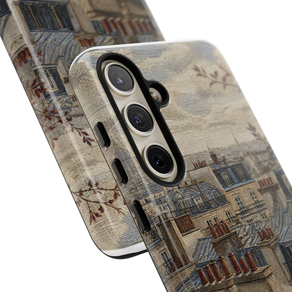 Paris Phone Case, Jacquard-Look Travel Art, Tough Protective Case, Matte or Glossy