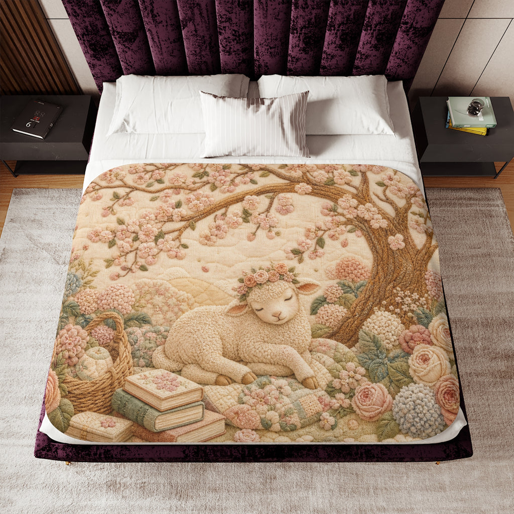 Blossom Nursery Blanket, Blossom Tree Lullaby Sherpa Throw, Floral Baby Blanket, Nursery Decor Girl, Baby Shower Gift, New Baby Gift