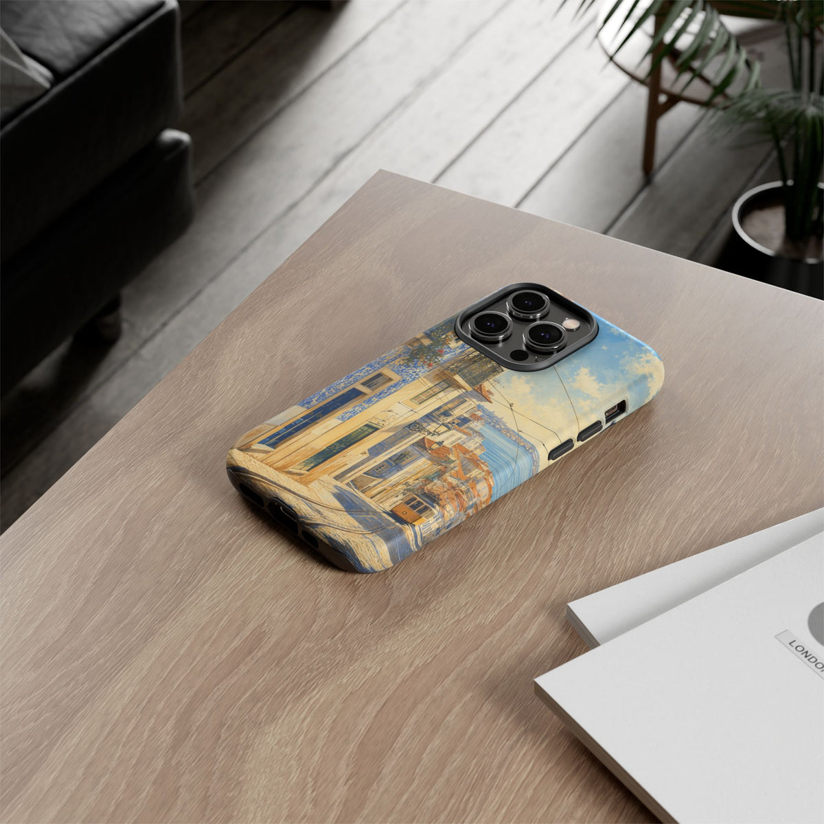 Lisbon Phone Case, Tram Street Travel Art, Tough Protective Case, Matte or Glossy