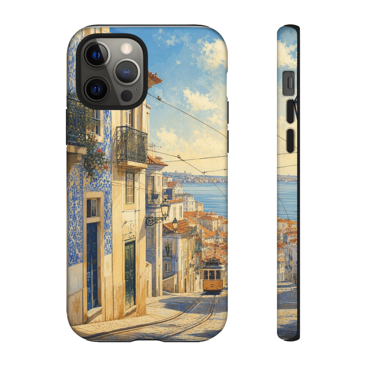 Lisbon Phone Case, Tram Street Travel Art, Tough Protective Case, Matte or Glossy