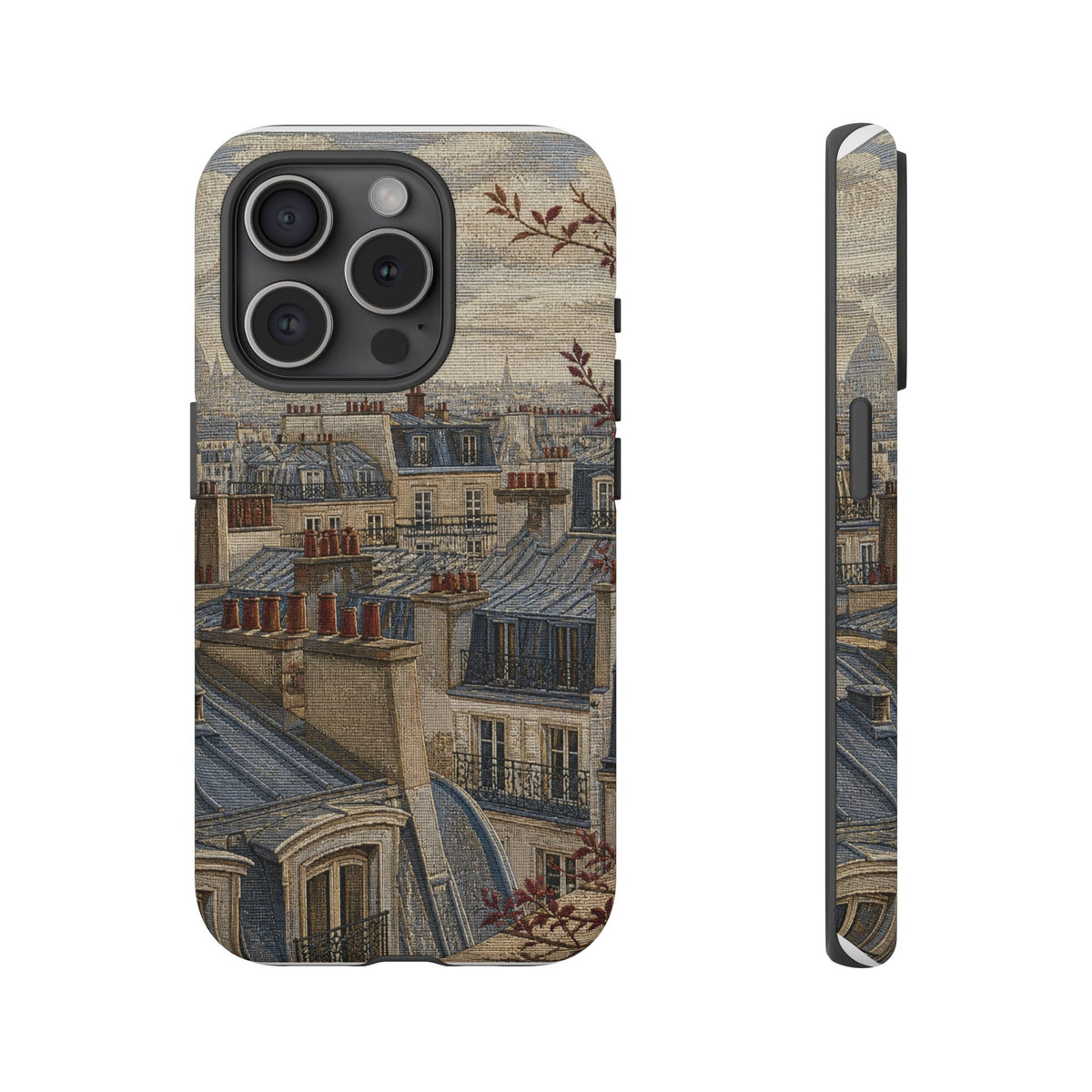 Paris Phone Case, Jacquard-Look Travel Art, Tough Protective Case, Matte or Glossy