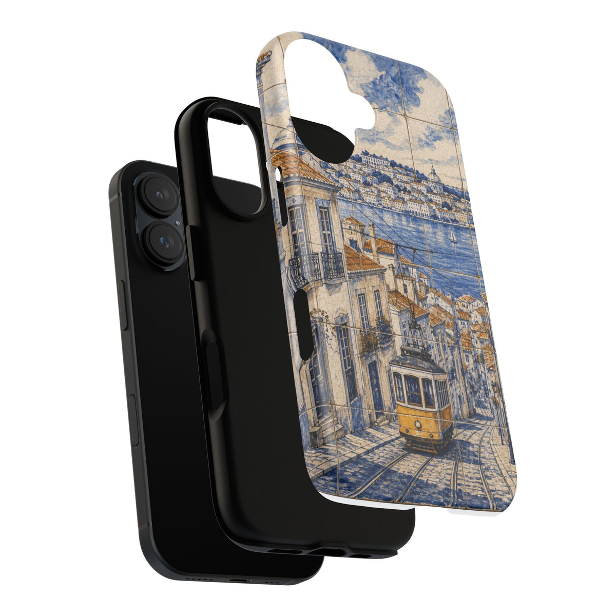 Lisbon Phone Case, Azulejo-Look Travel Art, Tough Protective Case, Matte or Glossy