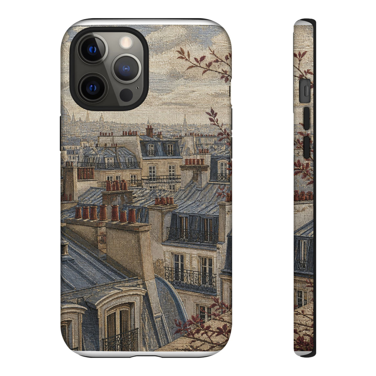 Paris Phone Case, Jacquard-Look Travel Art, Tough Protective Case, Matte or Glossy