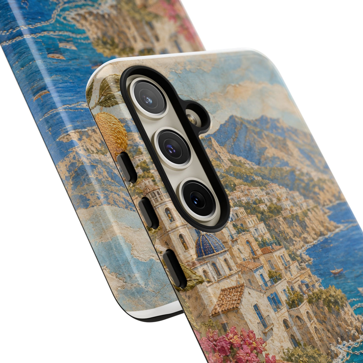 Amalfi Coast Phone Case, Fresco Embroidery-Look Art, Tough Protective Case