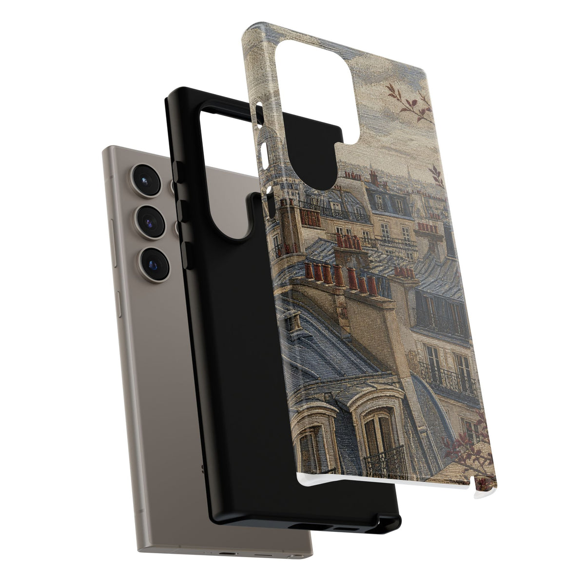 Paris Phone Case, Jacquard-Look Travel Art, Tough Protective Case, Matte or Glossy