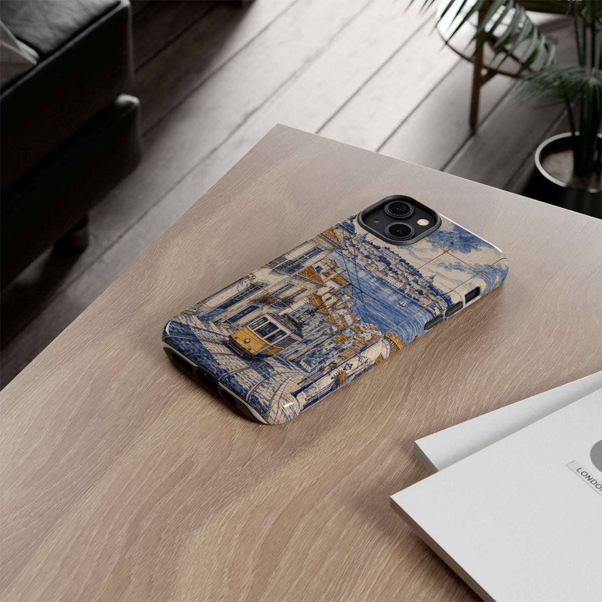 Lisbon Phone Case, Azulejo-Look Travel Art, Tough Protective Case, Matte or Glossy