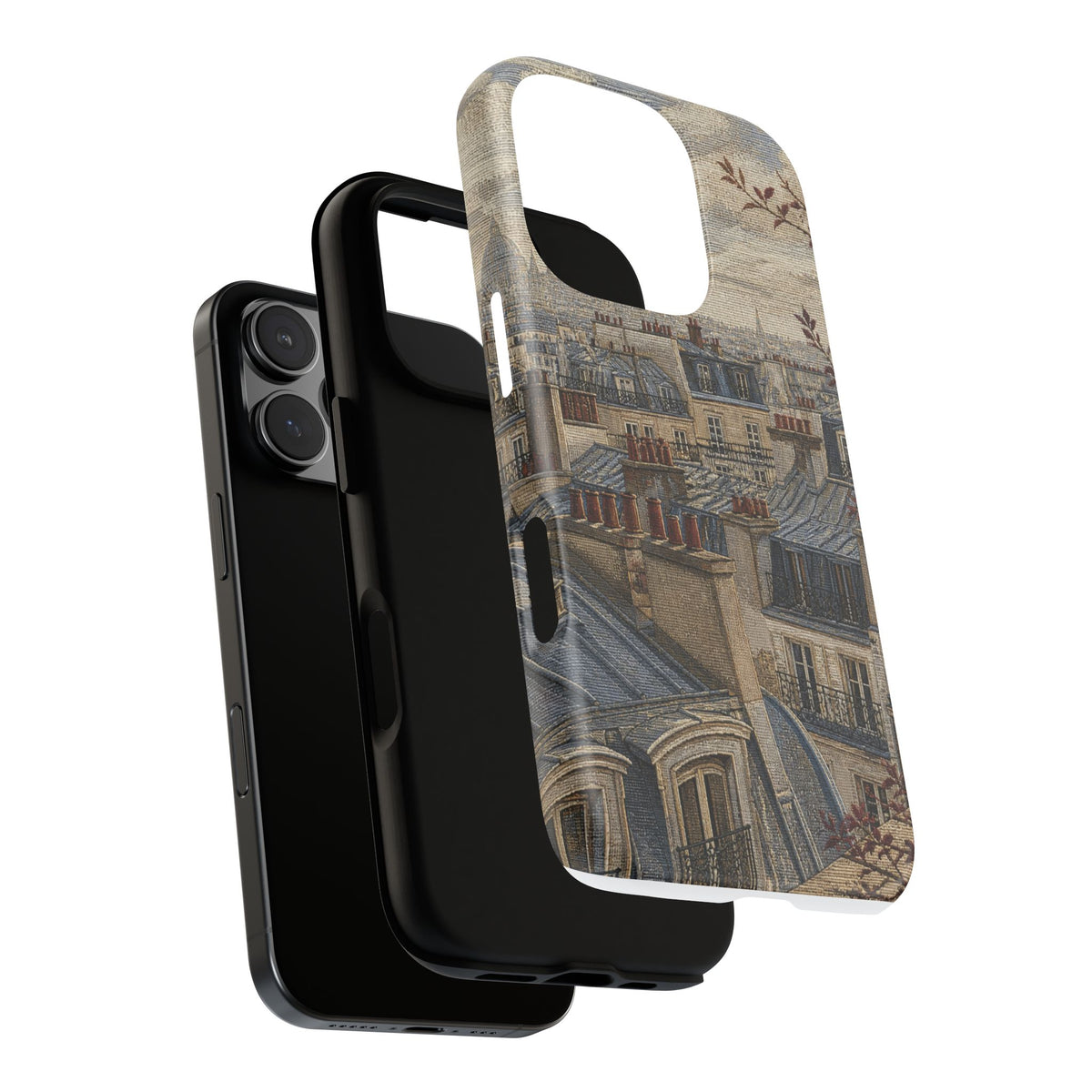 Paris Phone Case, Jacquard-Look Travel Art, Tough Protective Case, Matte or Glossy