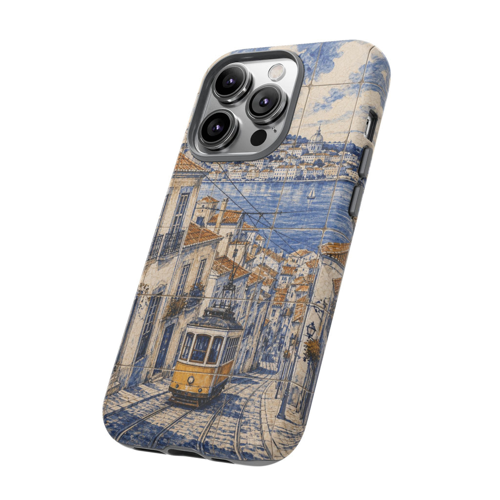 Lisbon Phone Case, Azulejo-Look Travel Art, Tough Protective Case, Matte or Glossy