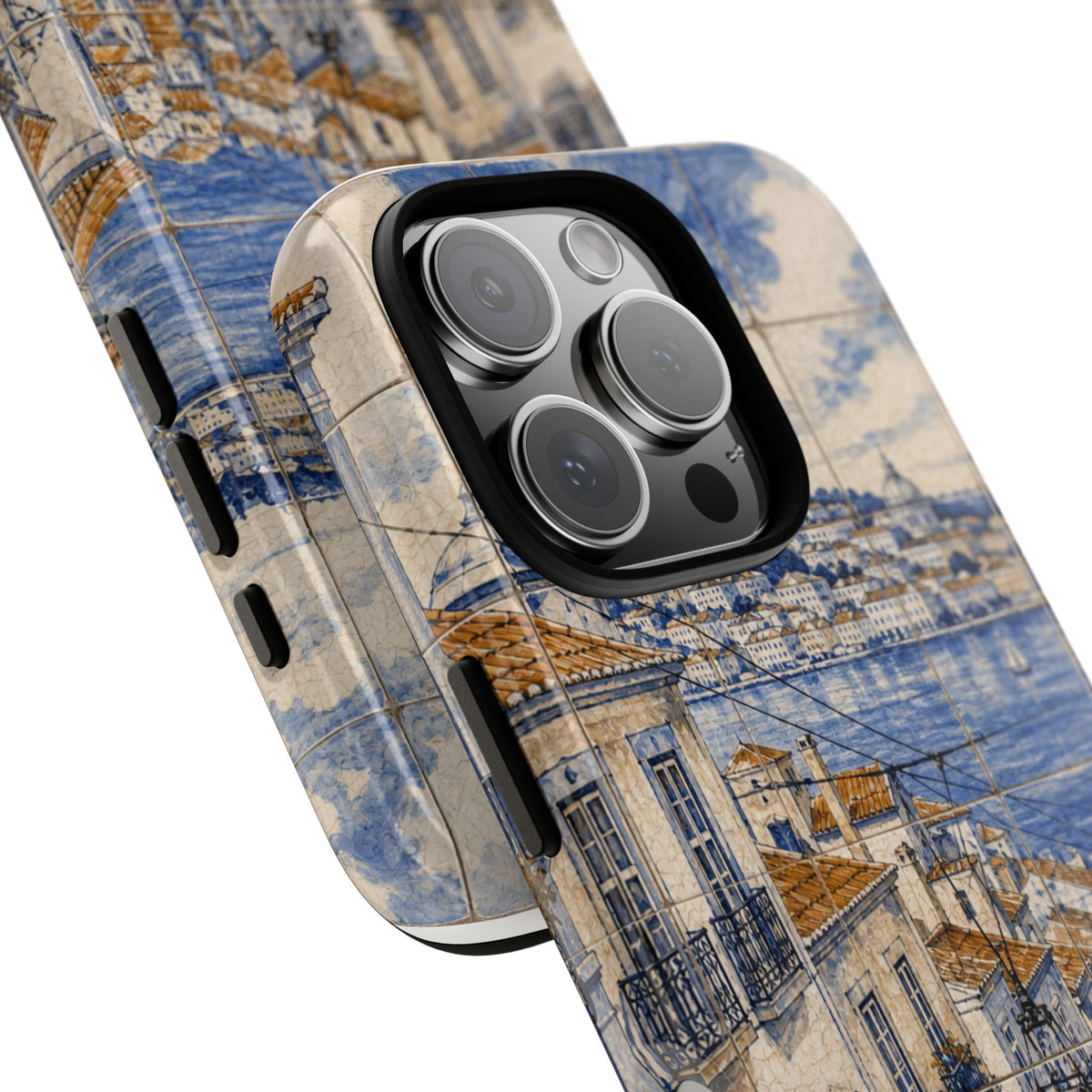 Lisbon Phone Case, Azulejo-Look Travel Art, Tough Protective Case, Matte or Glossy