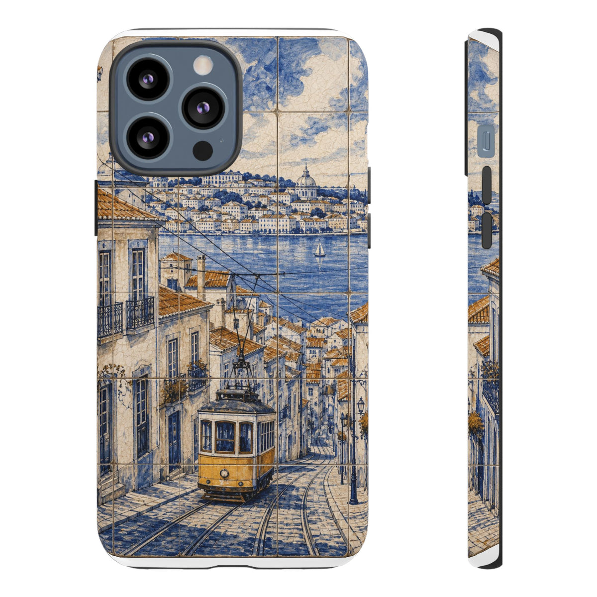 Lisbon Phone Case, Azulejo-Look Travel Art, Tough Protective Case, Matte or Glossy