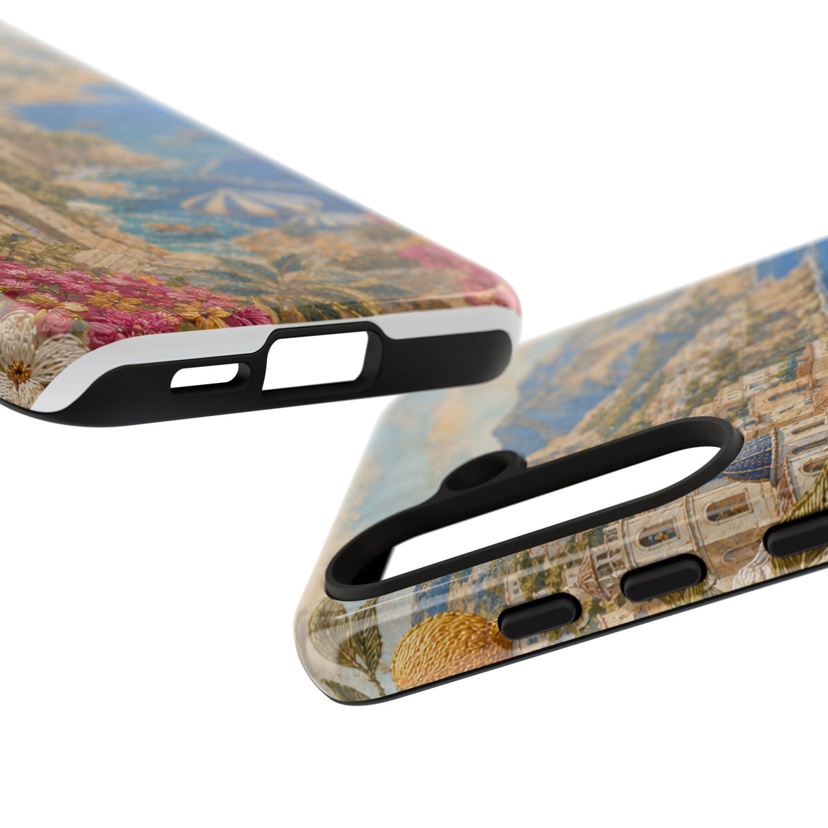 Amalfi Coast Phone Case, Fresco Embroidery-Look Art, Tough Protective Case