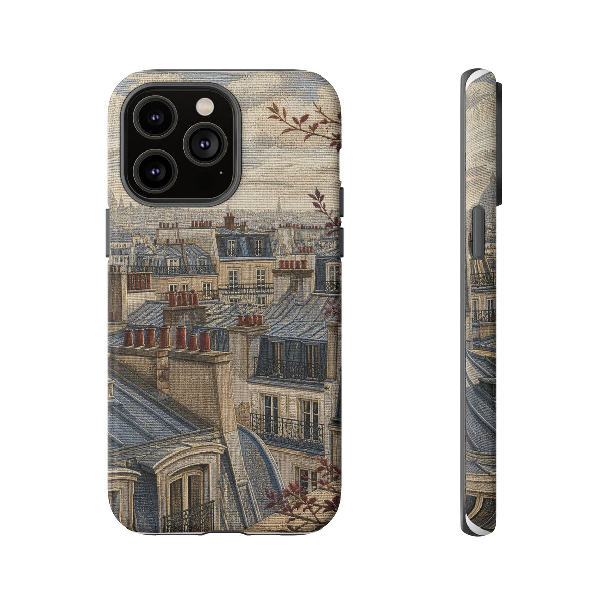 Paris Phone Case, Jacquard-Look Travel Art, Tough Protective Case, Matte or Glossy
