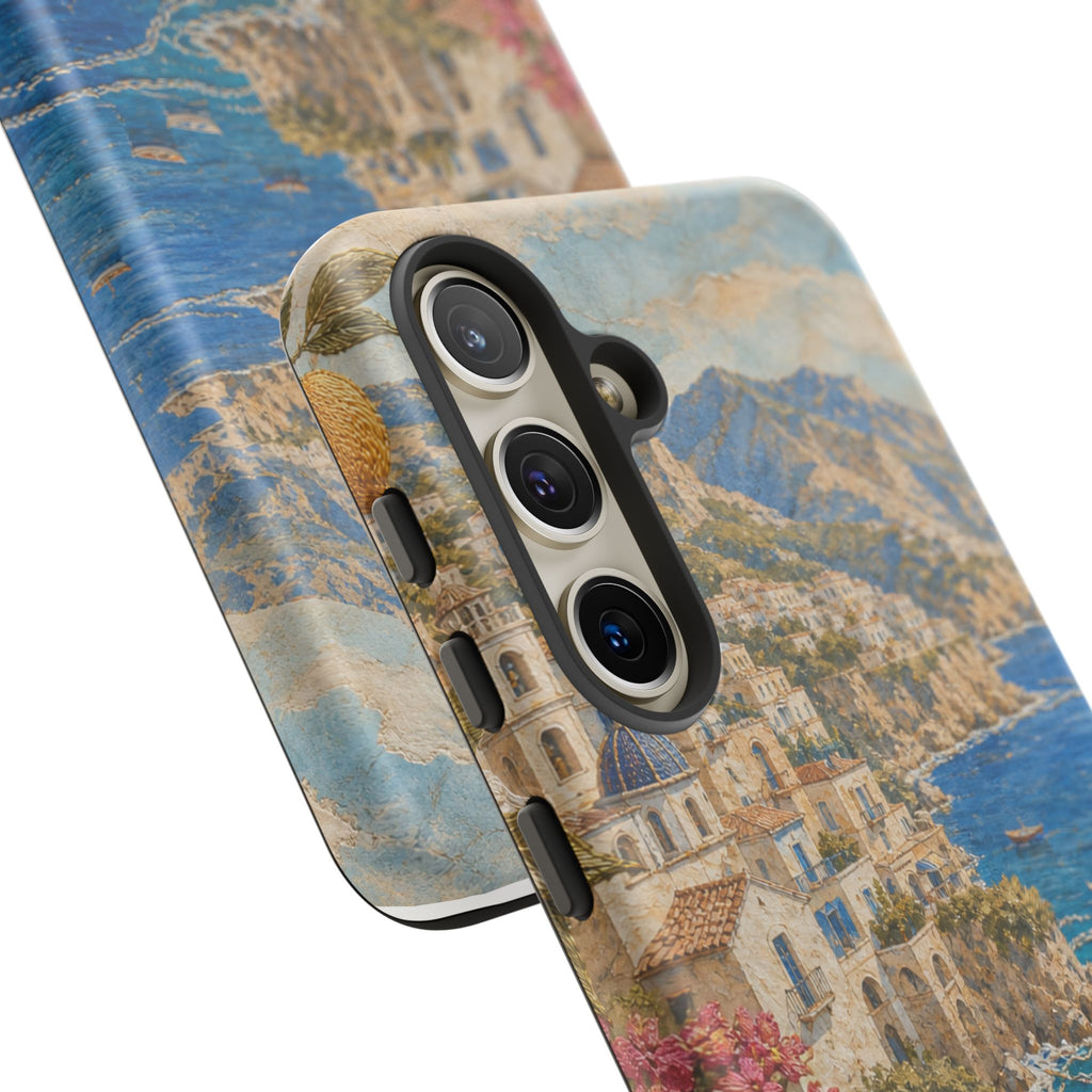 Amalfi Coast Phone Case, Fresco Embroidery-Look Art, Tough Protective Case