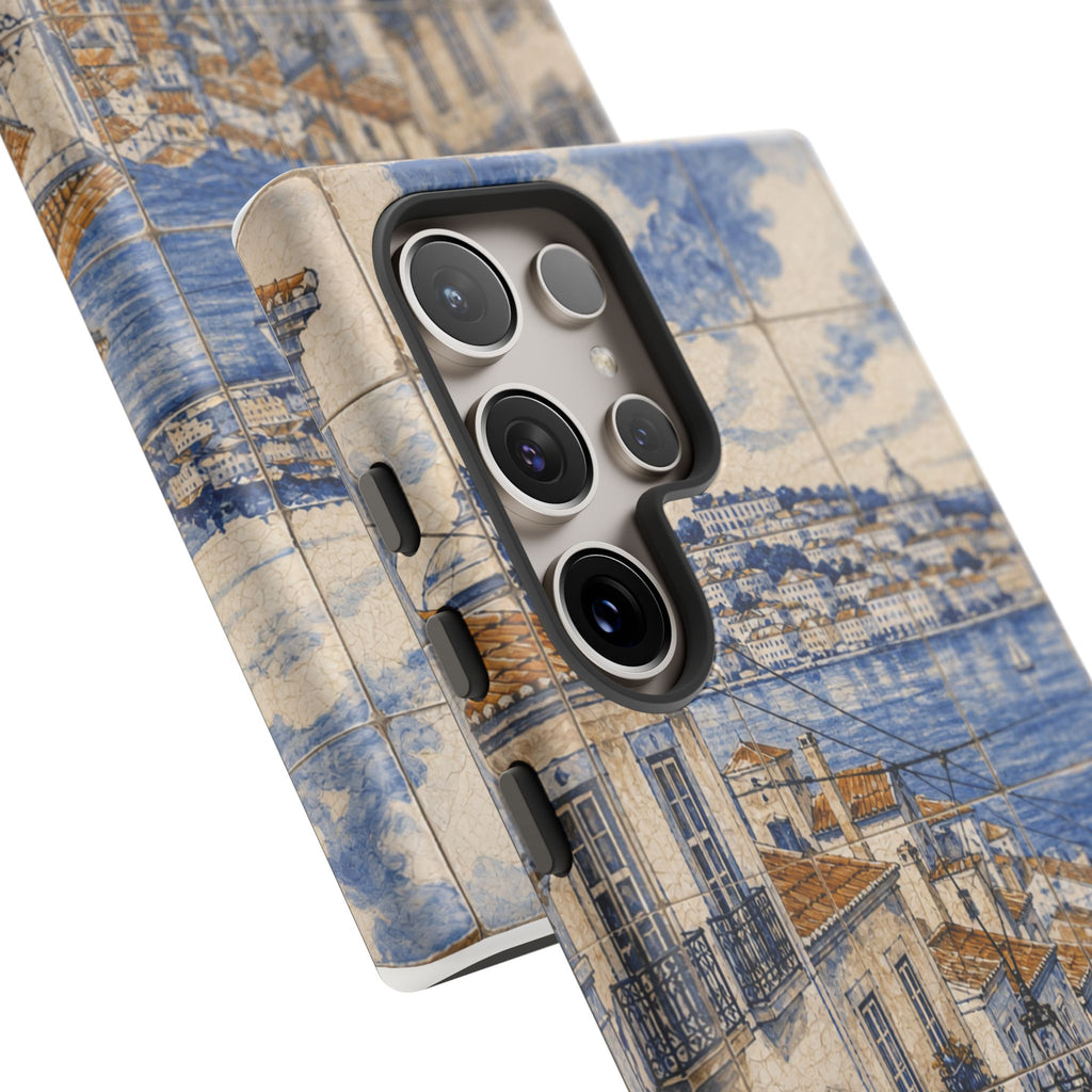 Lisbon Phone Case, Azulejo-Look Travel Art, Tough Protective Case, Matte or Glossy