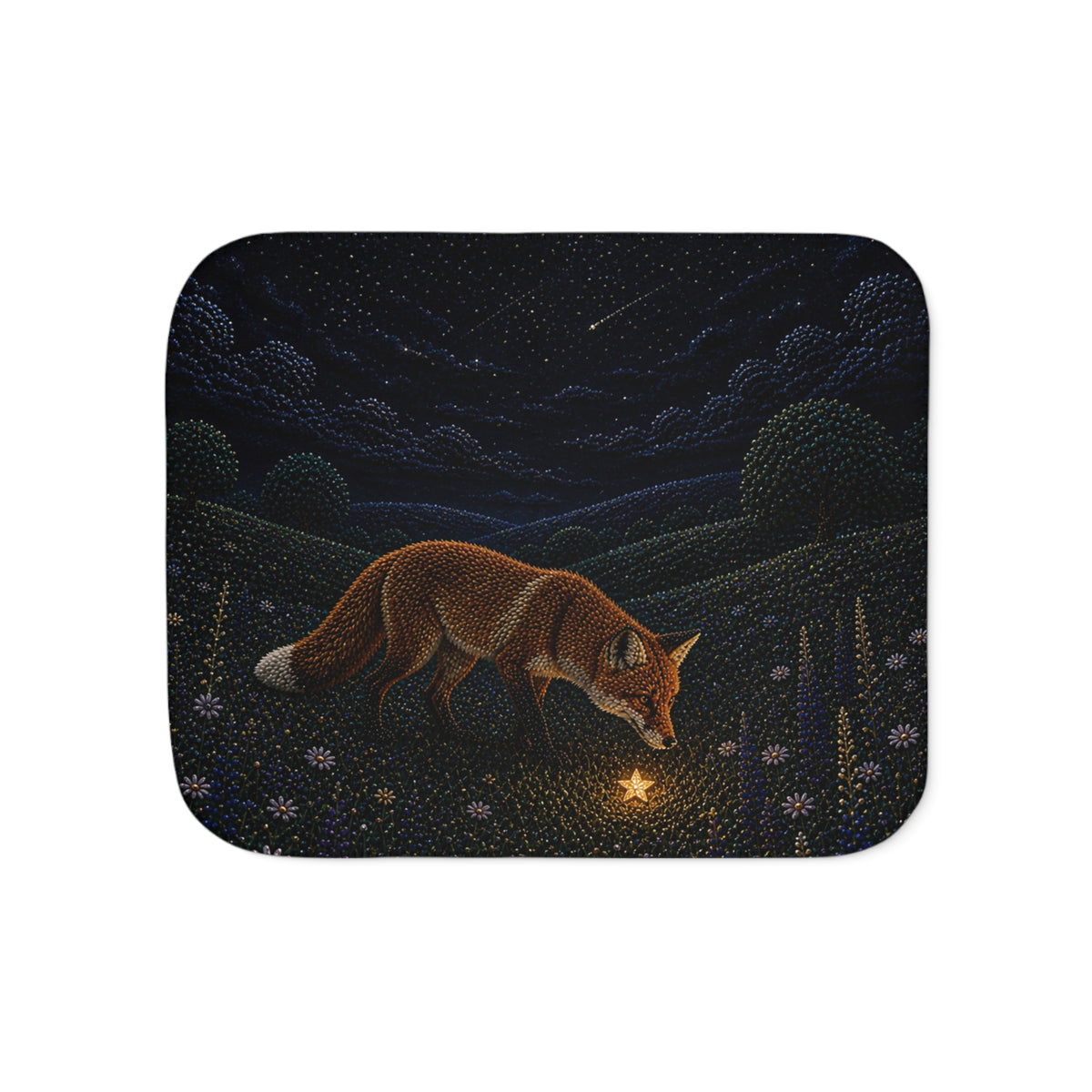 Fox Blanket for Kids, Fox and the Falling Stars Sherpa Throw, Woodland Nursery Decor, Cozy Toddler Blanket, Baby Shower Gift