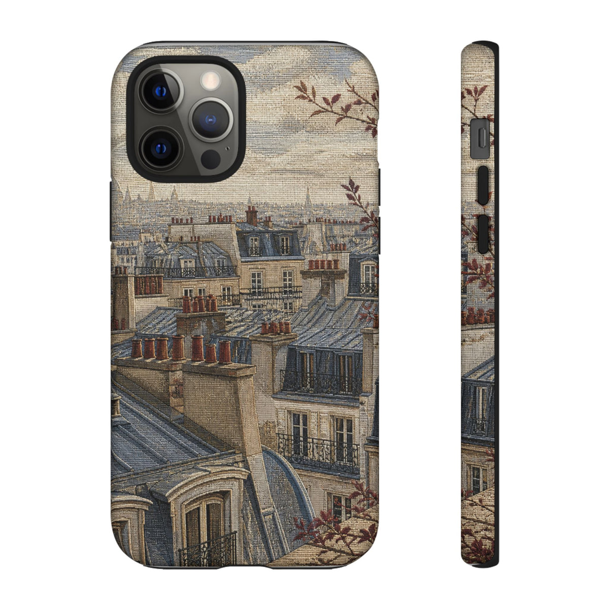Paris Phone Case, Jacquard-Look Travel Art, Tough Protective Case, Matte or Glossy