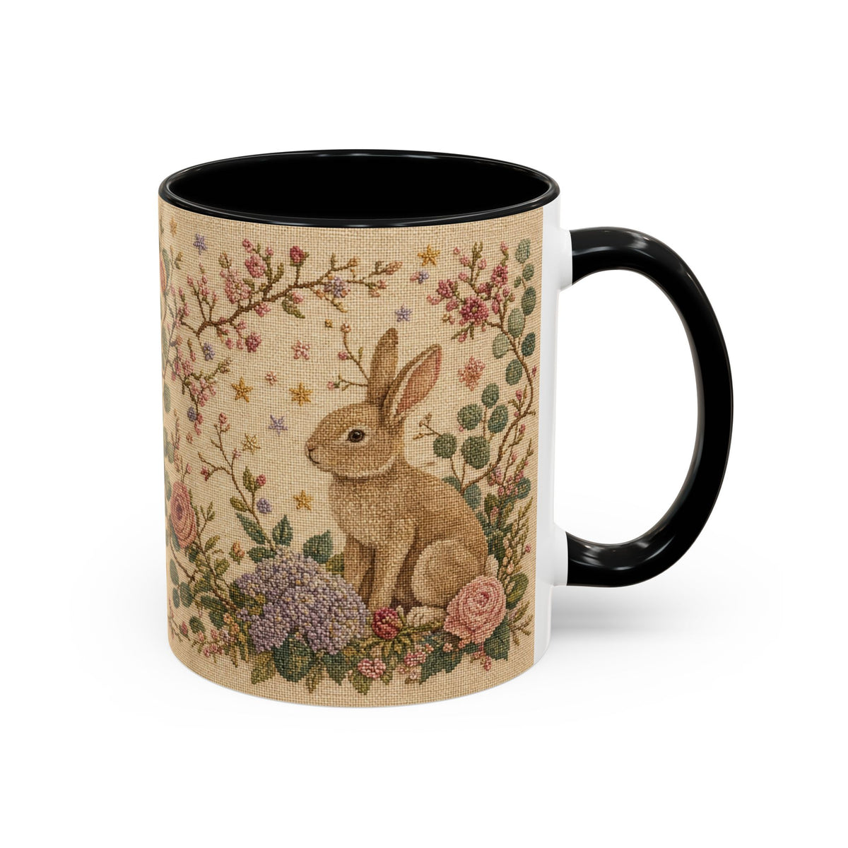 Tea Garden Coffee Mug, Needlepoint Look Ceramic Mug 11oz 15oz, Cottagecore Kitchen Decor, New Mom Gift, Gift for Grandma
