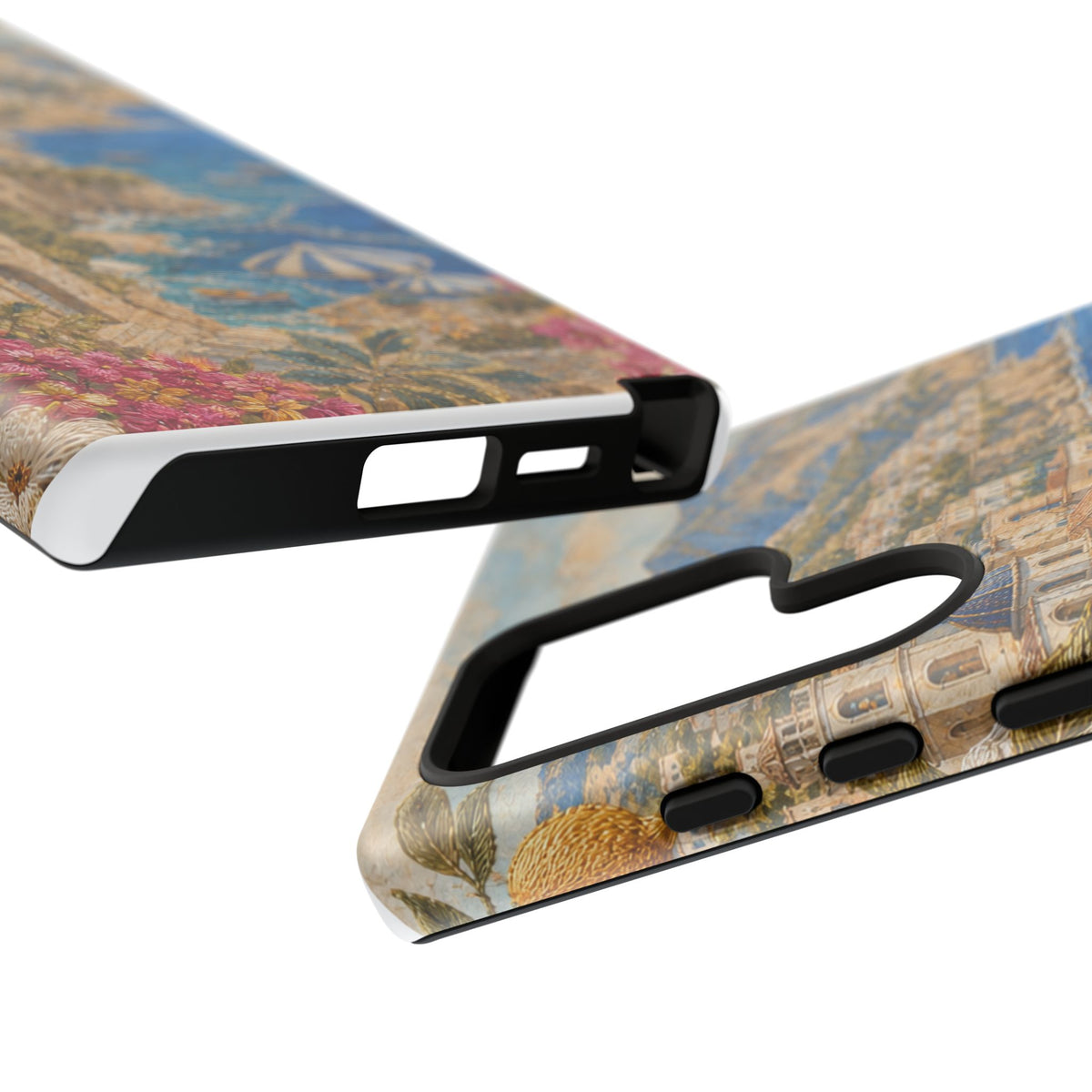 Amalfi Coast Phone Case, Fresco Embroidery-Look Art, Tough Protective Case