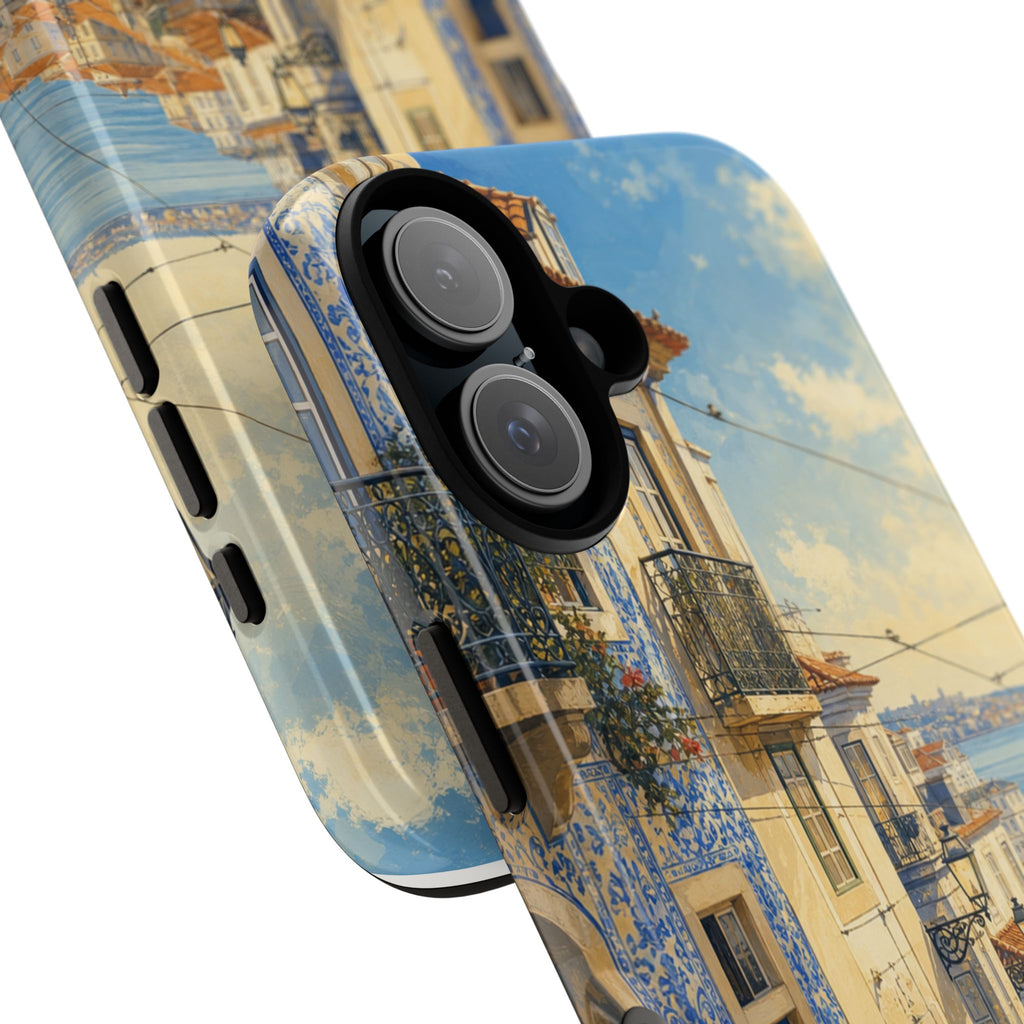 Lisbon Phone Case, Tram Street Travel Art, Tough Protective Case, Matte or Glossy