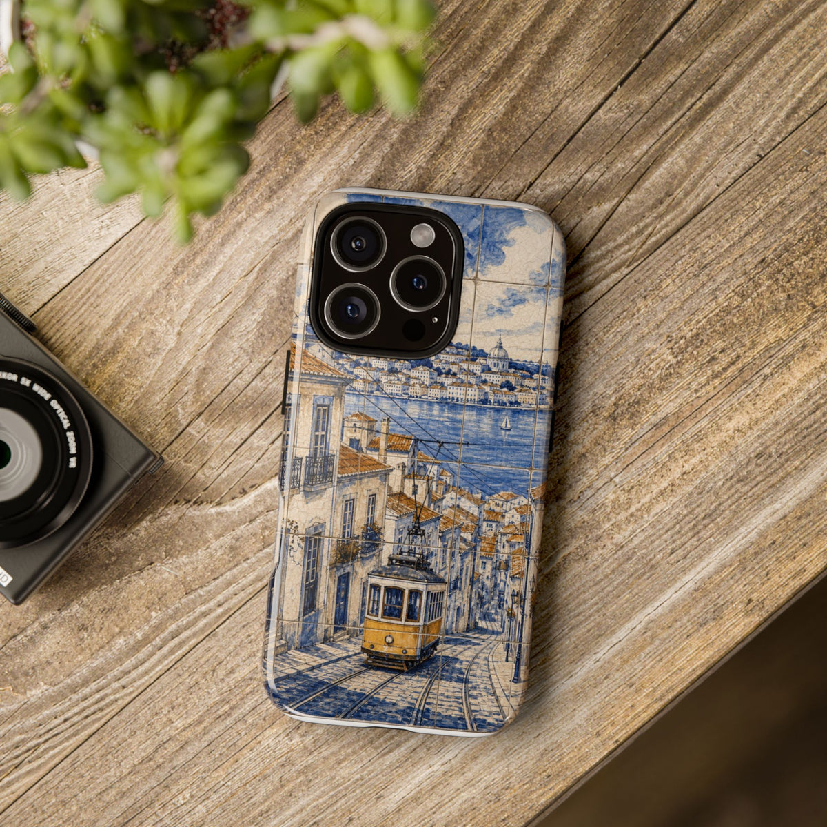Lisbon Phone Case, Azulejo-Look Travel Art, Tough Protective Case, Matte or Glossy