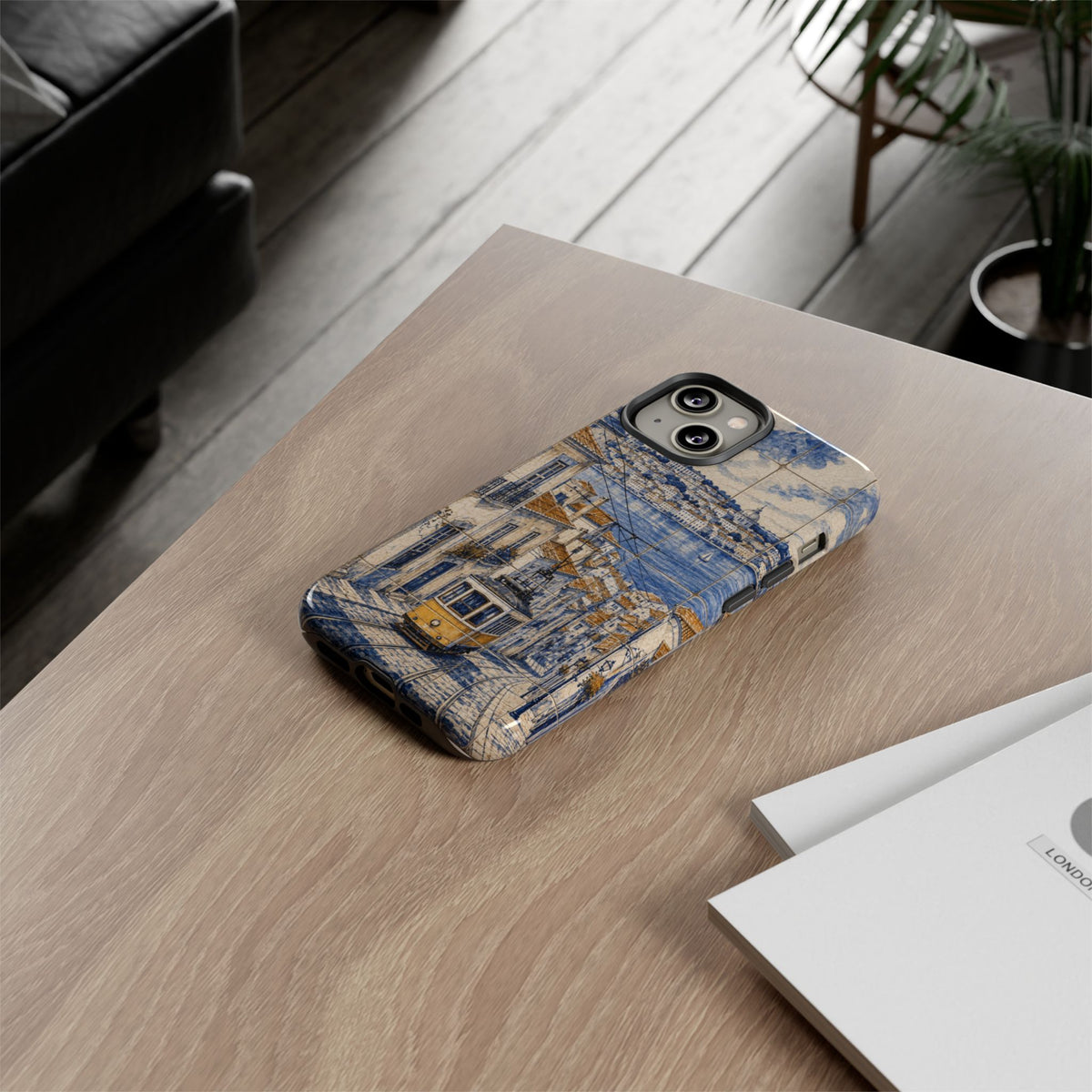 Lisbon Phone Case, Azulejo-Look Travel Art, Tough Protective Case, Matte or Glossy