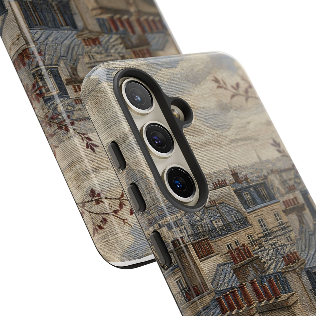 Paris Phone Case, Jacquard-Look Travel Art, Tough Protective Case, Matte or Glossy