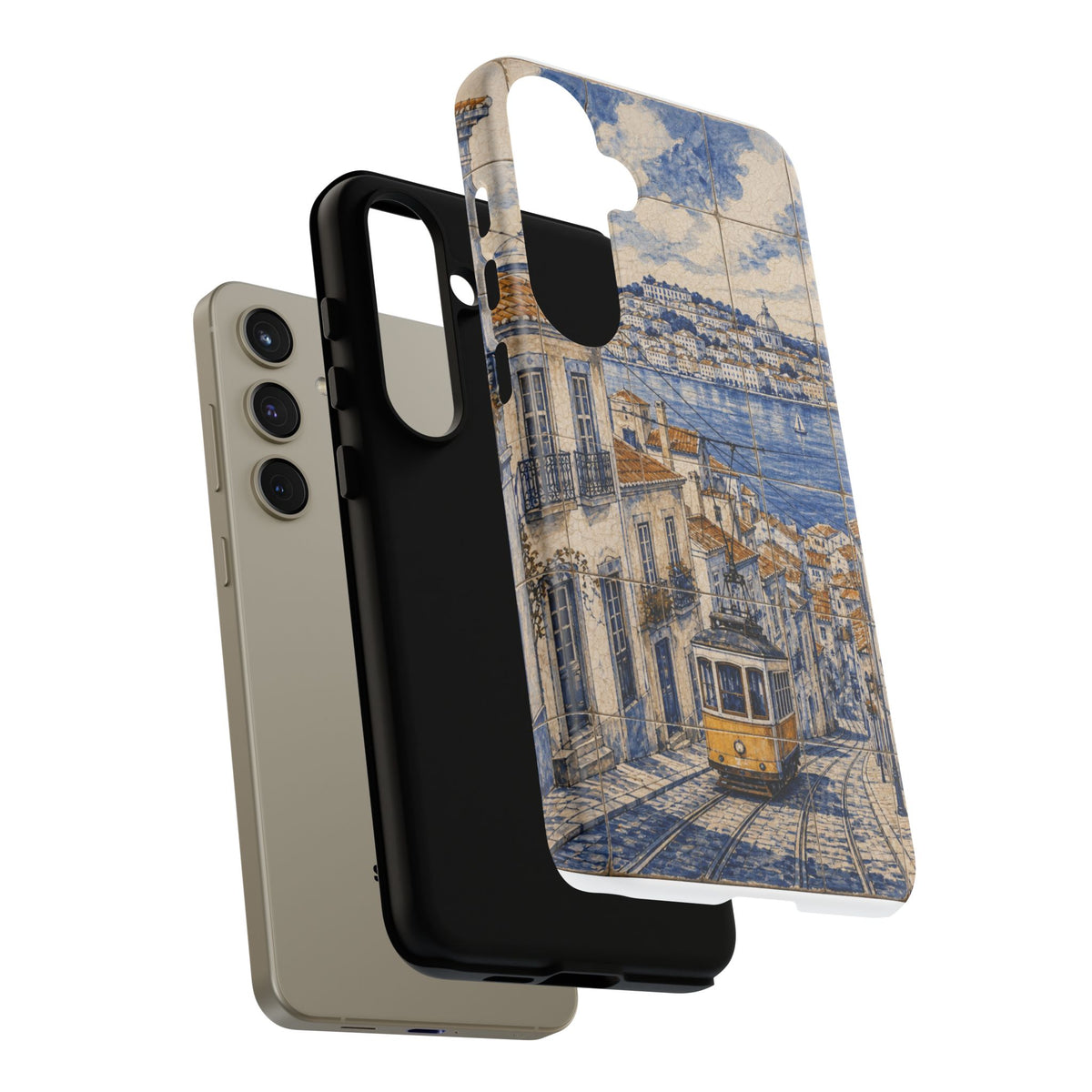 Lisbon Phone Case, Azulejo-Look Travel Art, Tough Protective Case, Matte or Glossy