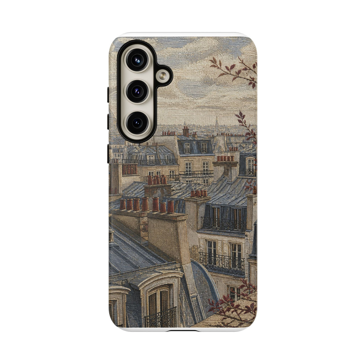 Paris Phone Case, Jacquard-Look Travel Art, Tough Protective Case, Matte or Glossy