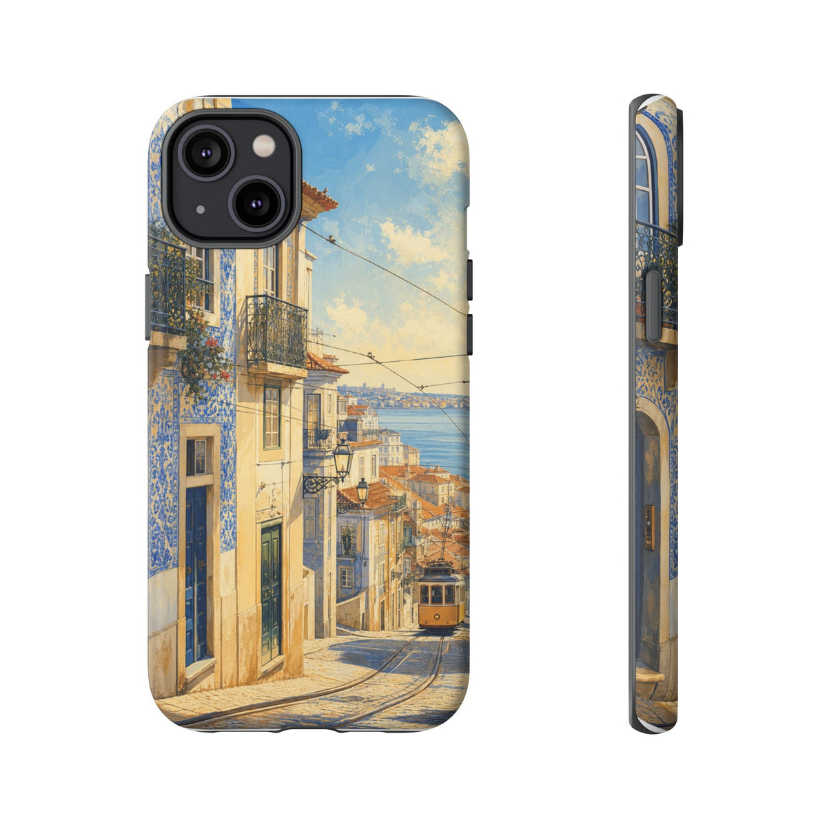 Lisbon Phone Case, Tram Street Travel Art, Tough Protective Case, Matte or Glossy
