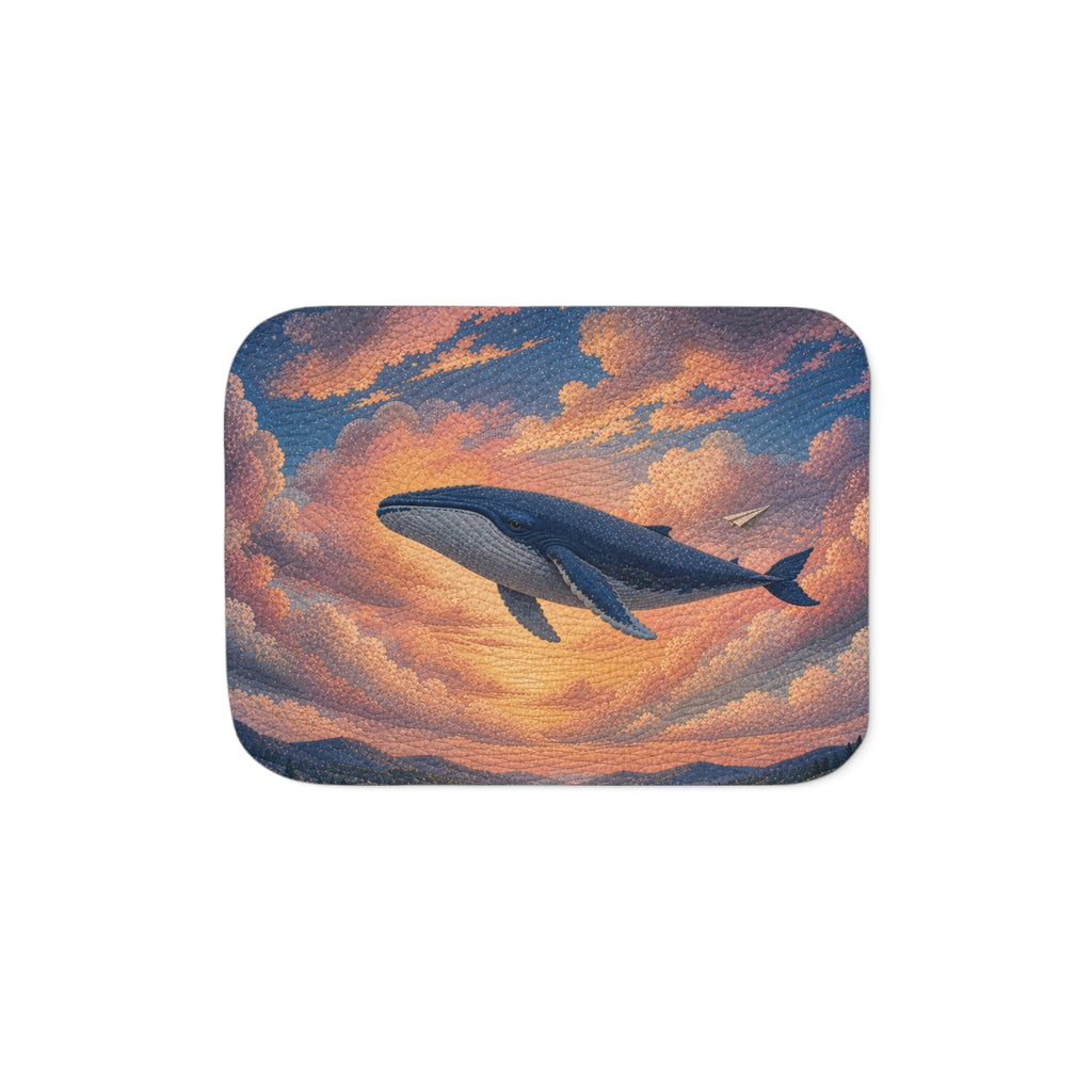Whale Blanket, Whale Above the Clouds Sherpa Throw, Ocean Nursery Decor, Kids Toddler Blanket, Baby Shower Gift, Storybook Nursery