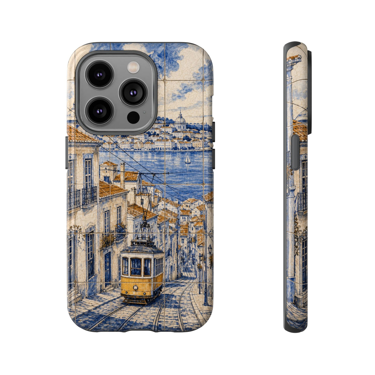Lisbon Phone Case, Azulejo-Look Travel Art, Tough Protective Case, Matte or Glossy