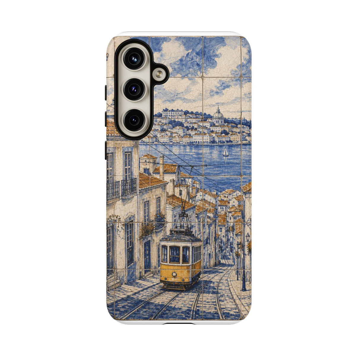 Lisbon Phone Case, Azulejo-Look Travel Art, Tough Protective Case, Matte or Glossy